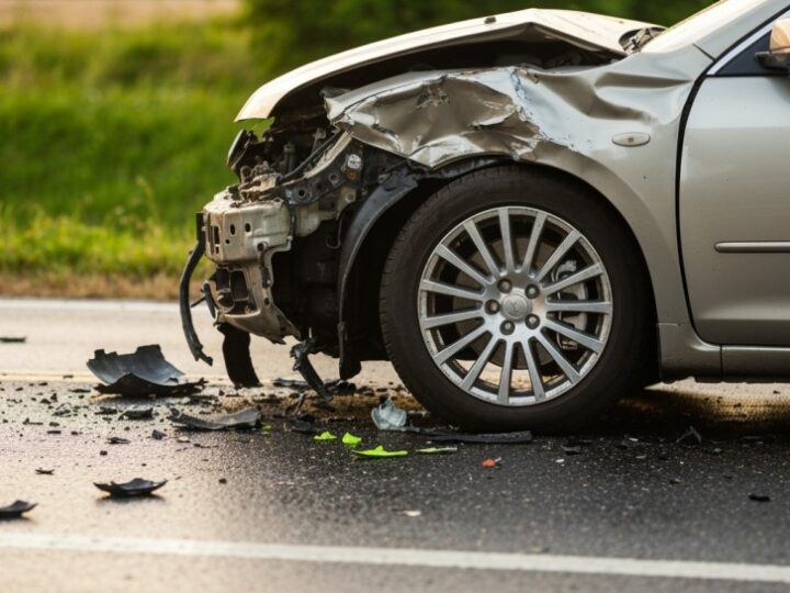 Kierująca Oplem w Radlinie uderzyła w belę siana i słup energetyczny podczas wyprzedzania ciągnika