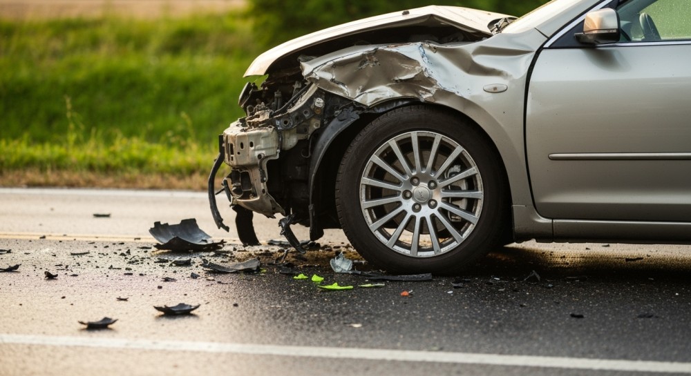 Kierująca Oplem w Radlinie uderzyła w belę siana i słup energetyczny podczas wyprzedzania ciągnika